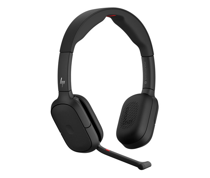 Plantronics/Poly HP Poly Focus 625 Headset con base de carga inalámbrica, Negro