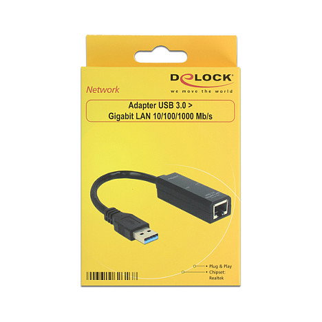 DeLOCK 62616 Adaptador de red Gigabit LAN USB Typ-A RJ45 negro