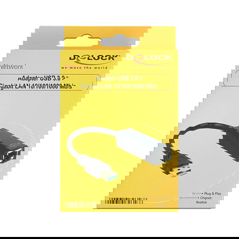 DeLOCK Adaptador USB 3.0 a Gigabit LAN 62616 Schwarz Ethernet 1000 Mbit/s Conexión Alámbrica DeLOCK Adaptador USB 3.0 a Gigabit LAN 62616 Schwarz Ethernet 1000 Mbit/s Conexión Alámbrica