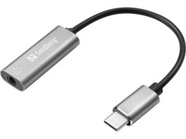 Sandberg Adaptador de Audio USB-C a MiniJack 3.5mm Soporta Audio y Micrófono para Dispositivos USB-C