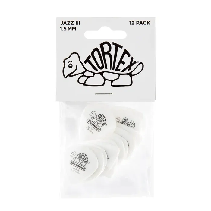 Dunlop Púas Tortex White Jazz III 1,50 mm (pack de 12)