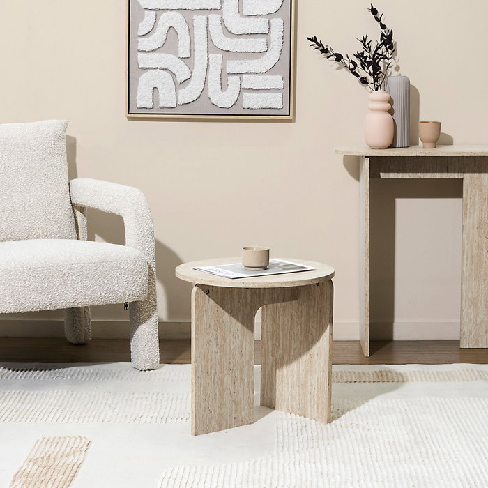 Home Deco Factory Mesa Auxiliar Terra Nova Pietra diámetro 45 cm, altura 45 cm