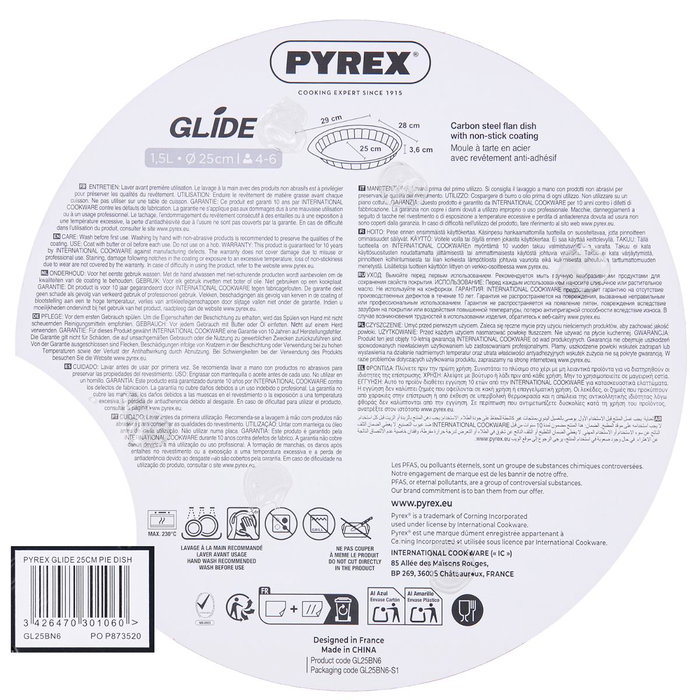 Molde Tarta Plano Horno Acero Glide Pyrex® 24 cm Molde Tarta Plano Horno Acero Glide Pyrex® 24 cm