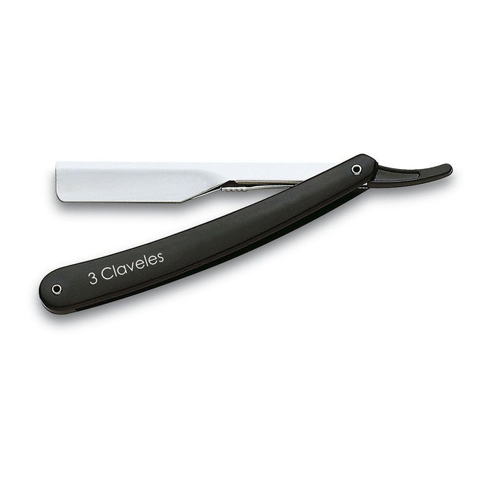 Tres Claveles Navaja de Peluquero de 24 cm con Hoja Intercambiable Negra