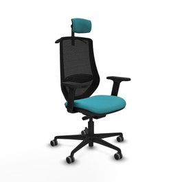 PIQUERAS Y CRESPO Silla de oficina Mardos con mecanismo Sincro/Traslack, Turquesa y Negro