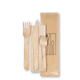 Duni Grand Set de 4 Cubiertos de Madera Encerada Marrón por Servicio (250 Unidades)