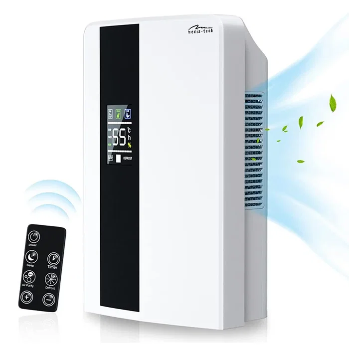 Media-Tech Deshumidificador Air-Dry Pro MT6531 Smart, 0.6 L/24h, Blanco, 65W, para Habitaciones hasta 30 m², con Depósito 2L y Pantalla LED