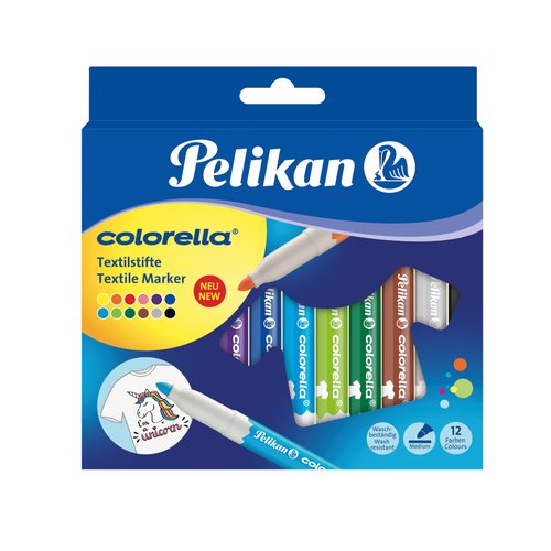 PELIKAN Estuche de 12 rotuladores Colorella para textil, colores surtidos