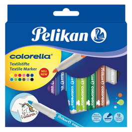 PELIKAN Estuche de 12 rotuladores Colorella para textil, colores surtidos