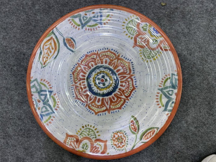 DKD Home Decor Mandala 2024 Ensaladera Arabe Melamina Blanco Terracota 25 x 12 x 25 cm (6 Unidades)
