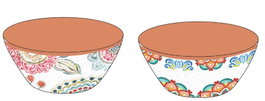 DKD Home Decor Mandala 2024 Ensaladera Arabe Melamina Blanco Terracota 25 x 12 x 25 cm (6 Unidades)