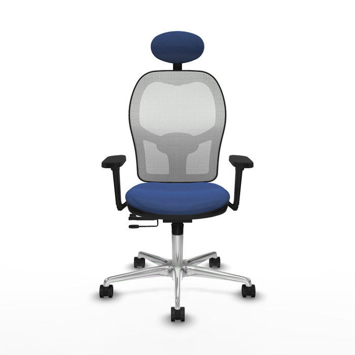 PIQUERAS Y CRESPO Silla de oficina Jorquera con mecanismo Sincro/Traslack Azul marino y Blanco