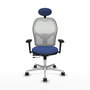 PIQUERAS Y CRESPO Silla de oficina Jorquera con mecanismo Sincro/Traslack Azul marino y Blanco