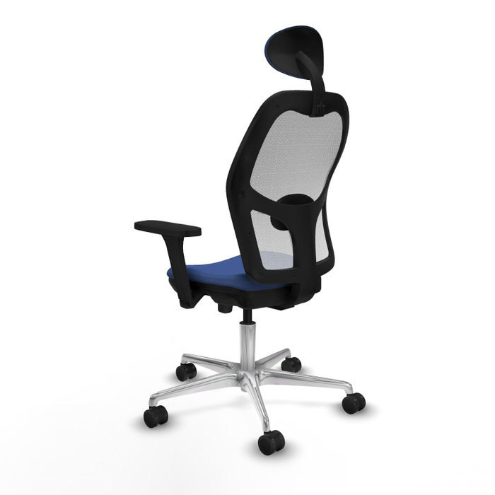 PIQUERAS Y CRESPO Silla de oficina Jorquera con mecanismo Sincro/Traslack Azul marino y Blanco