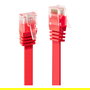 LINDY 47511 Cable de Red Patch Cord Cat6 Ethernet UTP Plano Rojo 1 m, Conectores RJ-45 Macho, 250 MHz, 10/100Base-T(X), AWG 32, RoHS