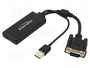 DeLOCK Adaptador VGA a HDMI con Audio y USB 2.0, 0,25 m, Negro