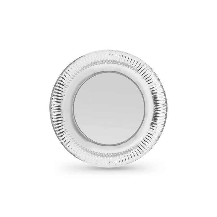 Algon Set de 12 Platos de Cartón Redondos Color Plata 18 cm (18 Unidades)