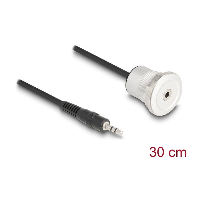 DeLOCK Conector Jack 3.5 mm 3 Pines Macho Hembra 30 cm Cable Negro Plata (Referencia 88188)
