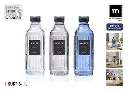 La Mediterranea Botella de Vidrio Water 1L Surtido de 24 Unidades