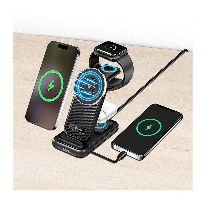 LogiLink Wireless Table Charger 4 en 1, 15W