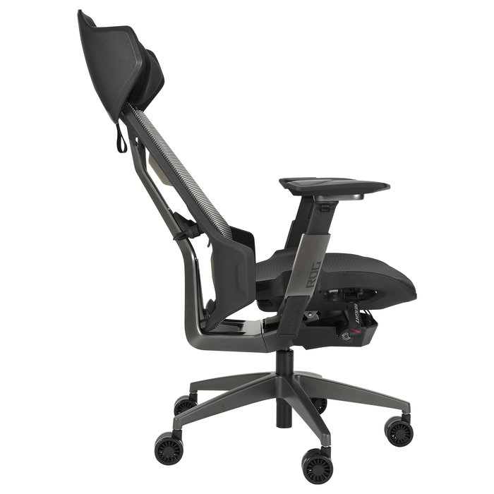 ASUS ROG Destrier Ergo Silla Gaming con Asiento de Malla, Respaldo de Rejilla, Reposabrazos 3D, Ajuste 90-135°, Capacidad 150 kg - Negro/Gris/Aluminio