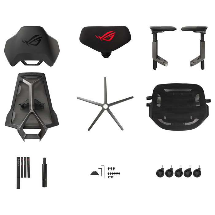 ASUS ROG Destrier Ergo Silla Gaming con Asiento de Malla, Respaldo de Rejilla, Reposabrazos 3D, Ajuste 90-135°, Capacidad 150 kg - Negro/Gris/Aluminio