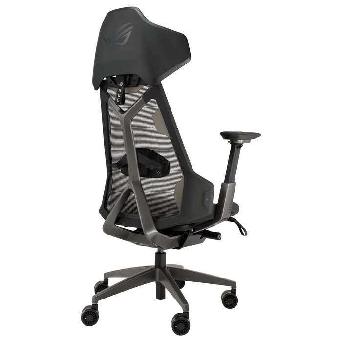 ASUS ROG Destrier Ergo Silla Gaming con Asiento de Malla, Respaldo de Rejilla, Reposabrazos 3D, Ajuste 90-135°, Capacidad 150 kg - Negro/Gris/Aluminio