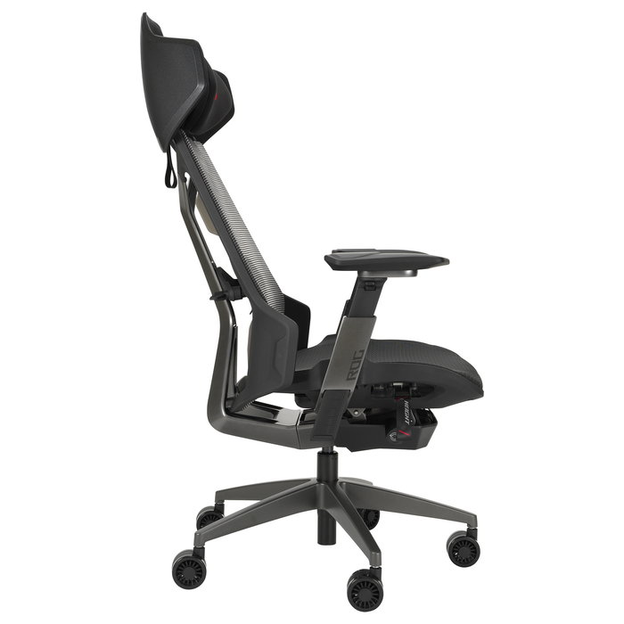 ASUS ROG Destrier Ergo Silla Gaming con Asiento de Malla, Respaldo de Rejilla, Reposabrazos 3D, Ajuste 90-135°, Capacidad 150 kg - Negro/Gris/Aluminio