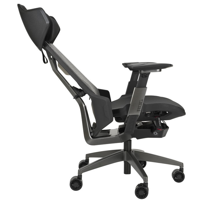 ASUS ROG Destrier Ergo Silla Gaming con Asiento de Malla, Respaldo de Rejilla, Reposabrazos 3D, Ajuste 90-135°, Capacidad 150 kg - Negro/Gris/Aluminio