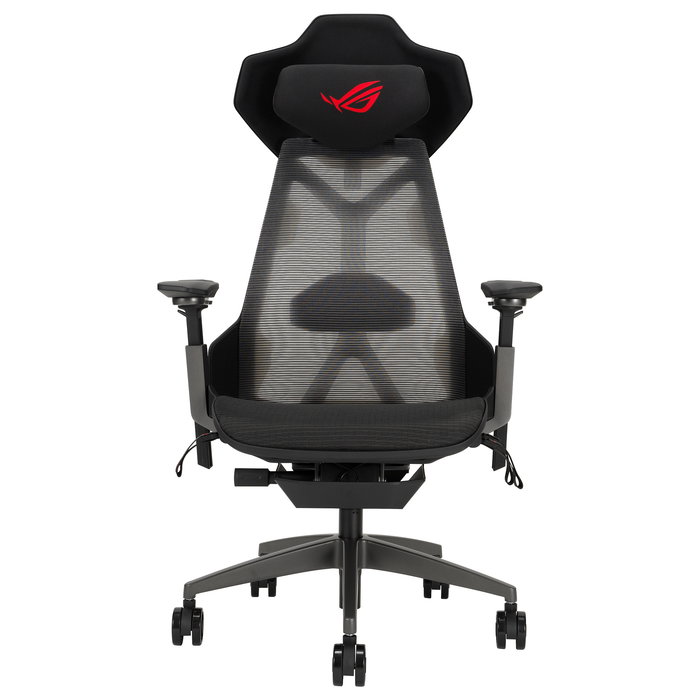 ASUS ROG Destrier Ergo Silla Gaming con Asiento de Malla, Respaldo de Rejilla, Reposabrazos 3D, Ajuste 90-135°, Capacidad 150 kg - Negro/Gris/Aluminio