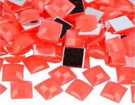 Innspiro Gemas Acrílicas Cuadradas Rosa Fluor 16x16mm (500 unidades)