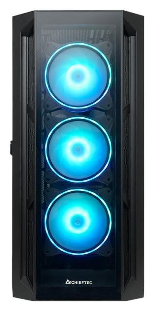 Chieftec Apex GA-01B-TG-OP Caja Torre Media ATX con Panel de Cristal Templado, 4 Ventiladores A-RGB, USB-C, Negro