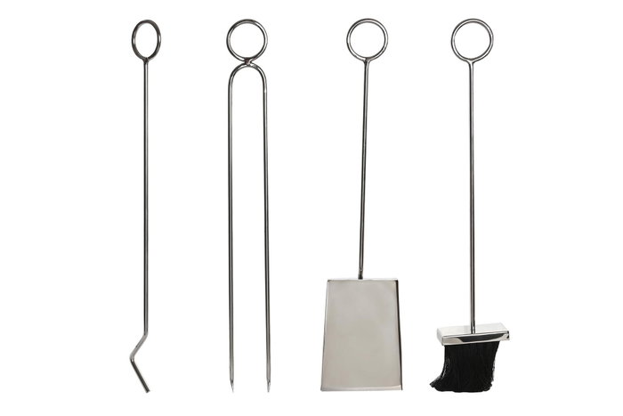 DKD Home Decor Set de 4 Leñeras Inox 36x20x59 Niquelado Plateado