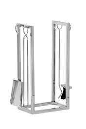 DKD Home Decor Set de 4 Leñeras Inox 36x20x59 Niquelado Plateado