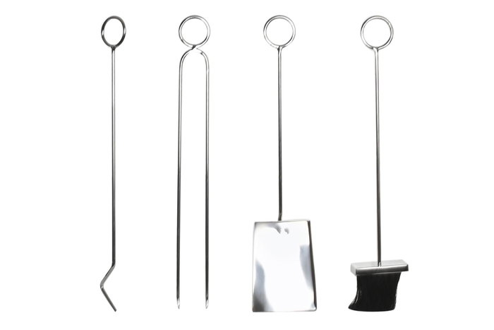DKD Home Decor Set de 4 Leñeras Inox 36x20x59 Niquelado Plateado