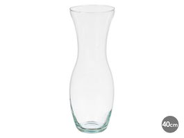 GIFTDECOR Jarrón de Cristal Transparente de Cuello Estrecho, Alto 39.5 cm, Ancho 14 cm, Largo 14 cm, Base Diámetro 9 cm