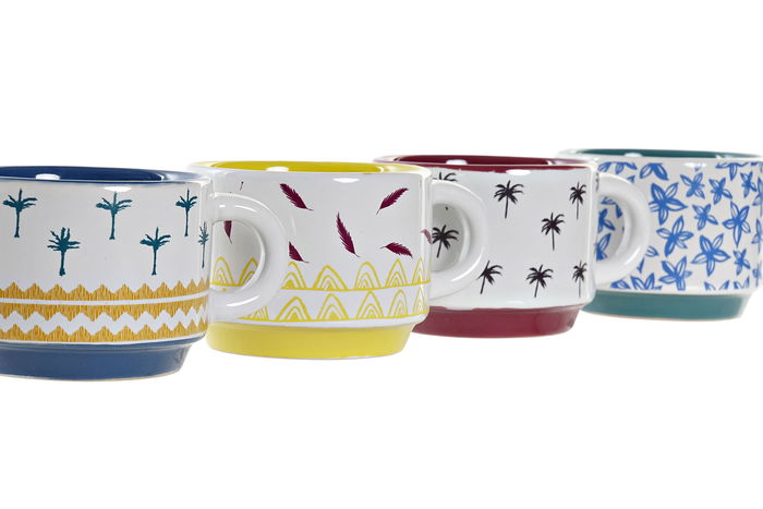 DKD Home Decor Mug Africa Gres Turquesa Azul 7.5 x 5 x 10 cm (12 Unidades)