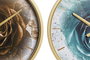 DKD Home Decor Reloj de Pared de Cristal y Hierro, Pack de 2, 40x40 cm, Rosa/Turquesa/Dorado