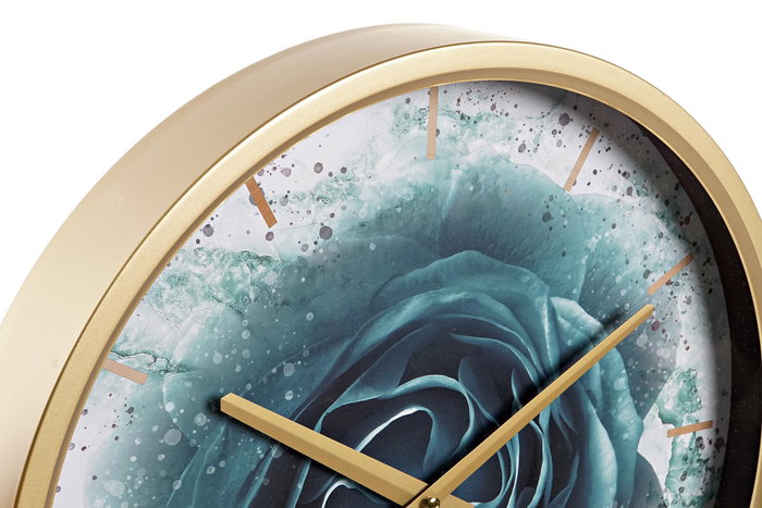 DKD Home Decor Reloj de Pared de Cristal y Hierro, Pack de 2, 40x40 cm, Rosa/Turquesa/Dorado