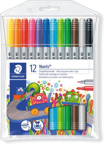 STAEDTLER Estuche de 24 Rotuladores de Doble Punta Colores Pastel 3200 C24P