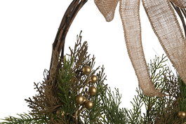 DKD Home Decor Corona Navidad Alpina Verde Dorado 12 x 71 x 76 cm (2 Unidades) Material Poliester