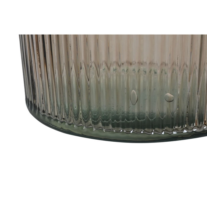 DKD Home Decor Jarrón de Cristal Reciclado Rayado Champán