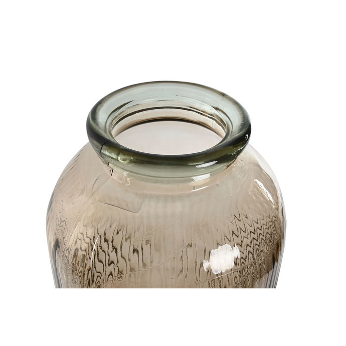 DKD Home Decor Jarrón de Cristal Reciclado Rayado Champán