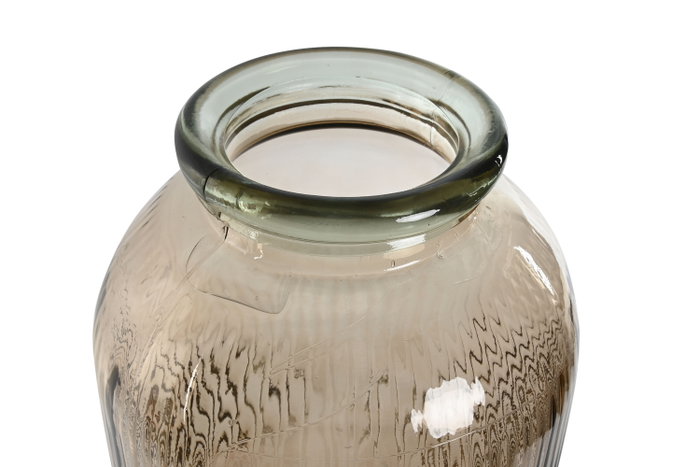 DKD Home Decor Jarrón de Cristal Reciclado Rayado Champán