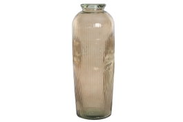 DKD Home Decor Jarrón de Cristal Reciclado Rayado Champán