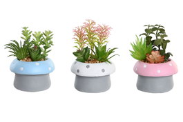 DKD Home Decor Set de Plantas de Cemento Diseño Seta Surtido