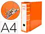 Liderpapel Archivador de Palanca A4 Filing System Forrado Naranja Lomo 80mm con Caja y Compresor Metálico