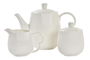 DKD Home Decor Tetera Set de 4 (2 Unidades) Porcelana Bambú Blanco Natural 20 x 7 x 26 cm