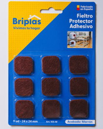 BRIPLAS Fieltro Adhesivo Cuadrado 24x24 mm Marrón (9 Unidades)
