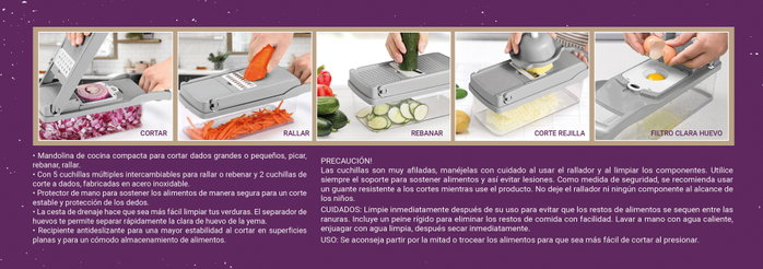 Inde Cortador de Alimentos Multifuncional Quttin - 33.2 cm Largo, 12.2 cm Ancho y Alto (12 Unidades)
